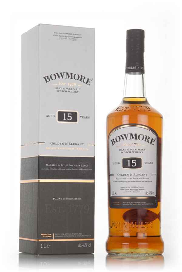 Bowmore Golden & Elegant 15 Year Single Malt Scotch Whisky Isaly Scotland-1L